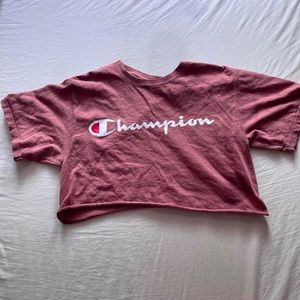 Champion cropped maroon/tan t-shirt
